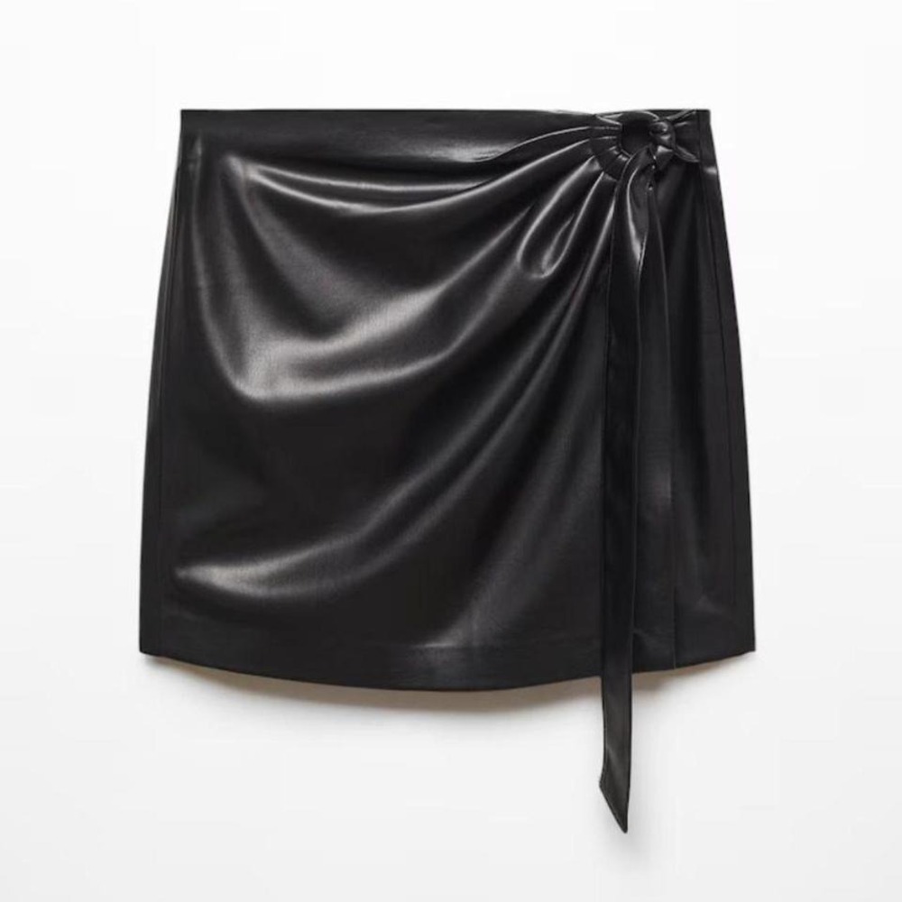 Mango Black Mini faux-leather Skirt Size M